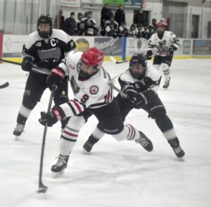 Picton's Ian Harrison lets a shot go that would eventually find the back of the net.