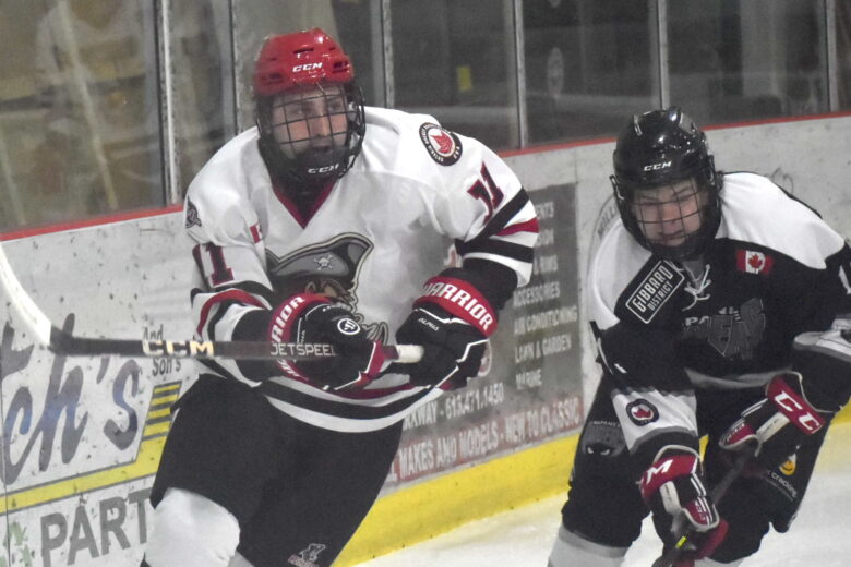 Rookie Dorian Rimmer had a goal and two assists in Picton’s 5-3 win in Port Hope Friday. (Jason Parks/Gazette Staff)